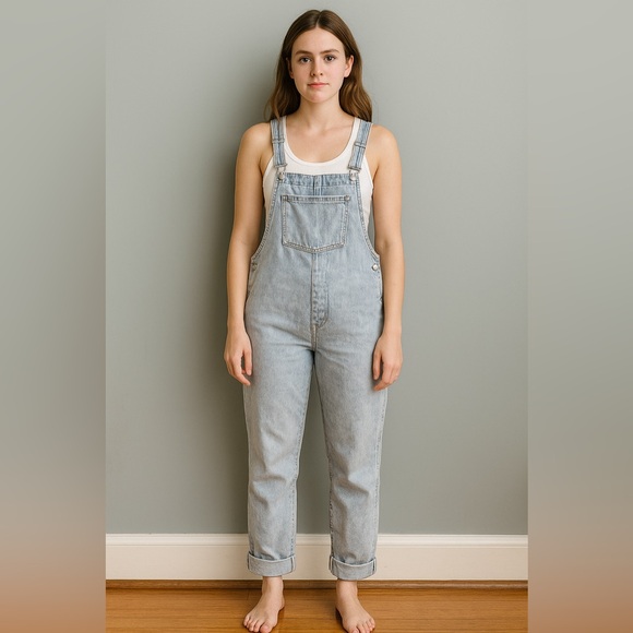 WeWoreWhat Denim Overalls in Light Blue Wash XS - Picture 1 of 9